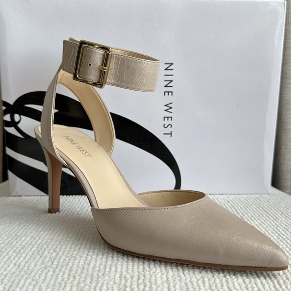 Nine West Callen Nude Leather Ankle-strap Heels - Picture 2 of 9